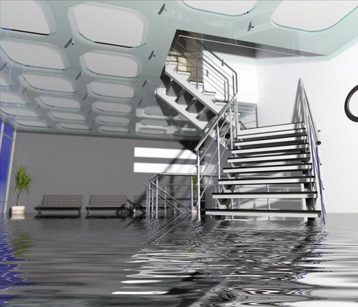 Flooded commercial space.