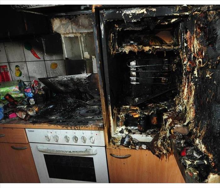 Burned kitchen after fire 