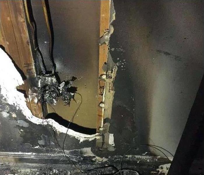 cables attached to the wall burned out